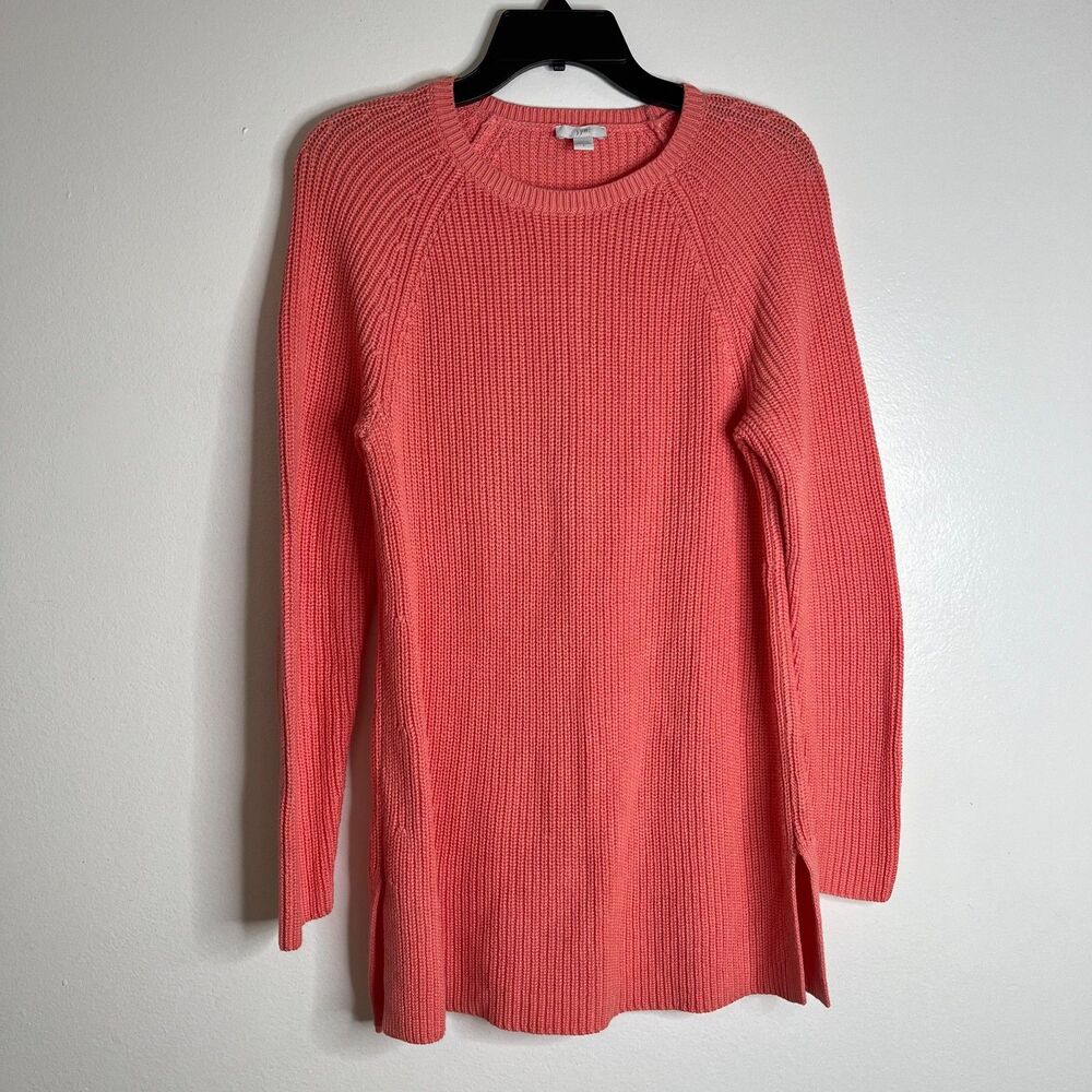 J. Jill Relaxed Knit Pullover Sweater Women's Coral Orange Long Sleeve Sz S
